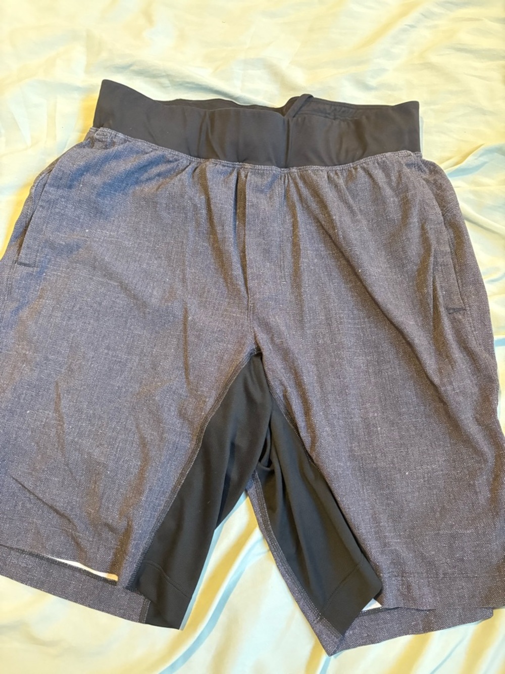 Athletic Layered Shorts in Heathered Navy and Black
